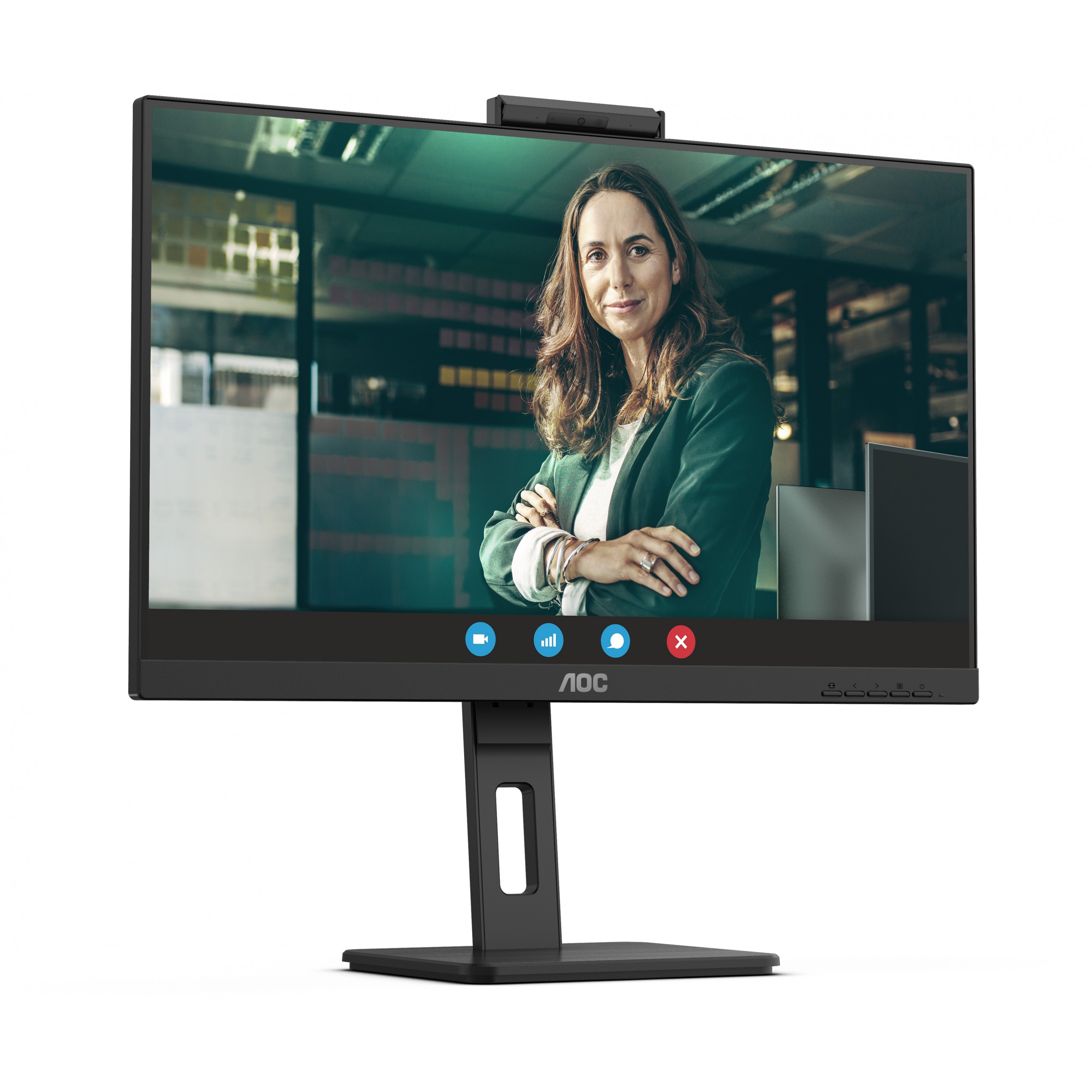 Monitor AOC Q27P3CW (27", 2560 x 1440 QHD, IPS, 350-nit svjetlina, široki kutovi gledanja 178/178°, ugrađeni zvučnici 5W + 5W, 5MP integrirana web kamera, USB-C, USB Hub, RJ-45 & DP-out)-33