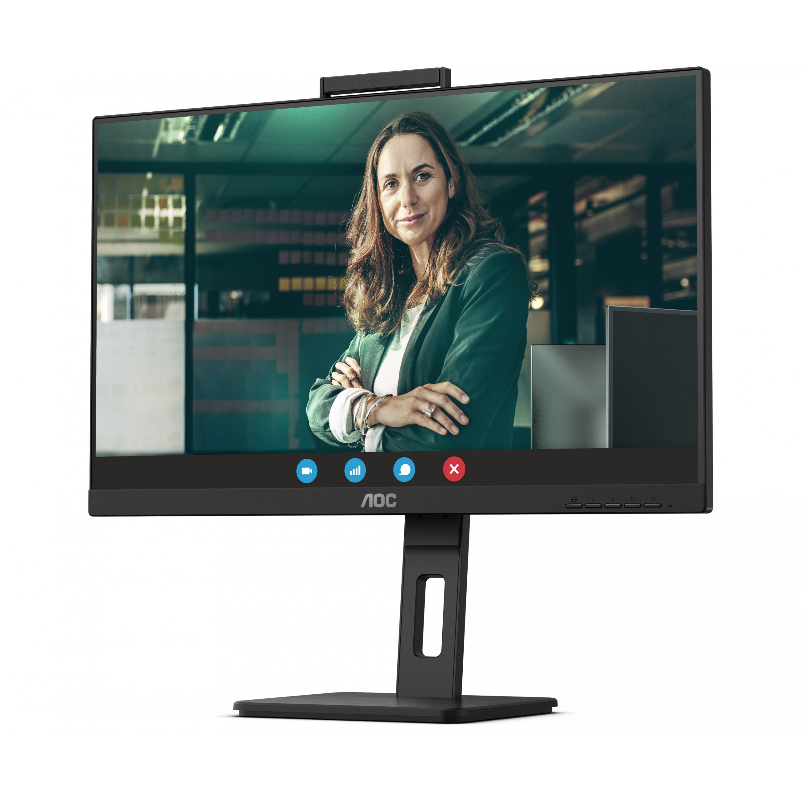 Monitor AOC Q27P3CW (27", 2560 x 1440 QHD, IPS, 350-nit svjetlina, široki kutovi gledanja 178/178°, ugrađeni zvučnici 5W + 5W, 5MP integrirana web kamera, USB-C, USB Hub, RJ-45 & DP-out)-34