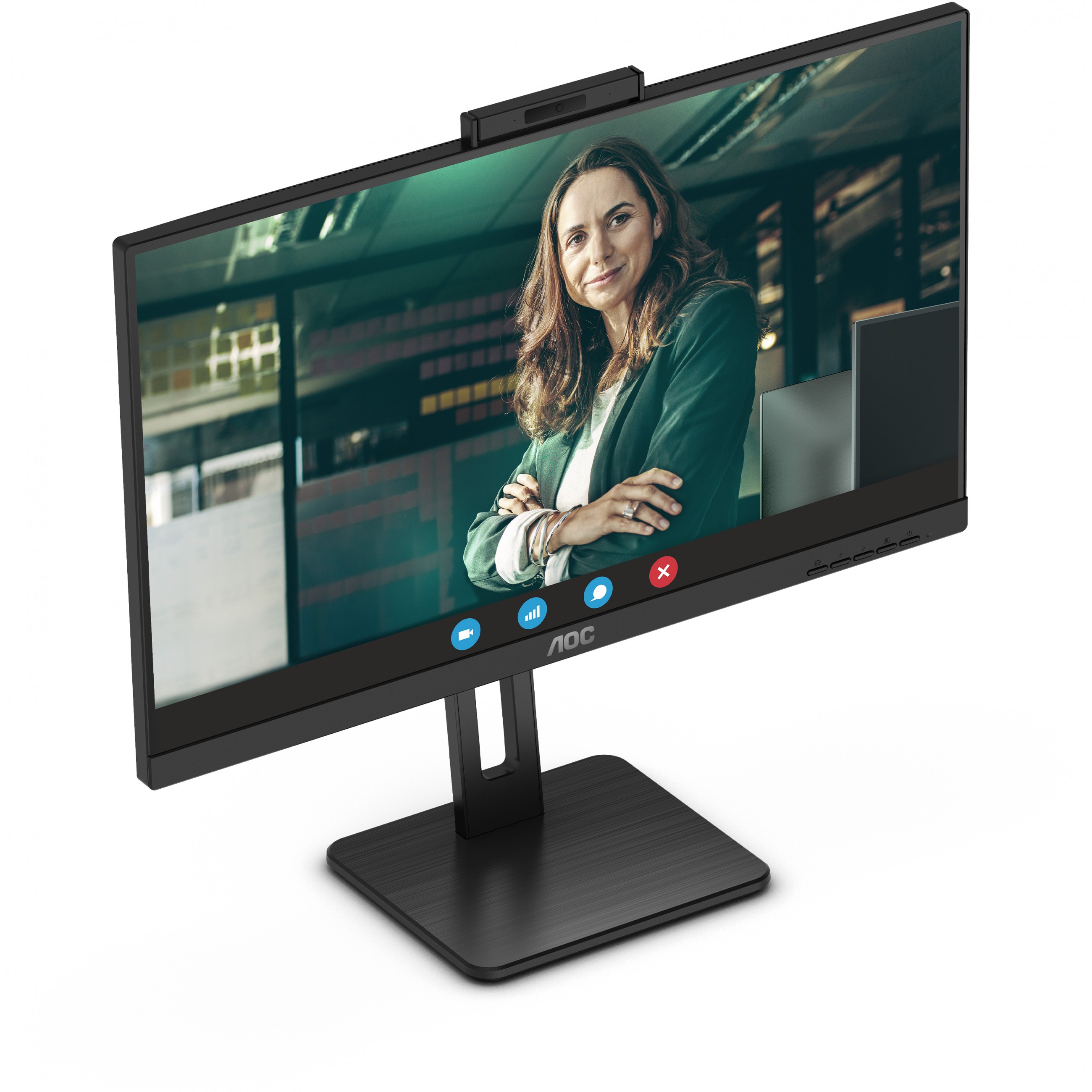Monitor AOC Q27P3CW (27", 2560 x 1440 QHD, IPS, 350-nit svjetlina, široki kutovi gledanja 178/178°, ugrađeni zvučnici 5W + 5W, 5MP integrirana web kamera, USB-C, USB Hub, RJ-45 & DP-out)-36