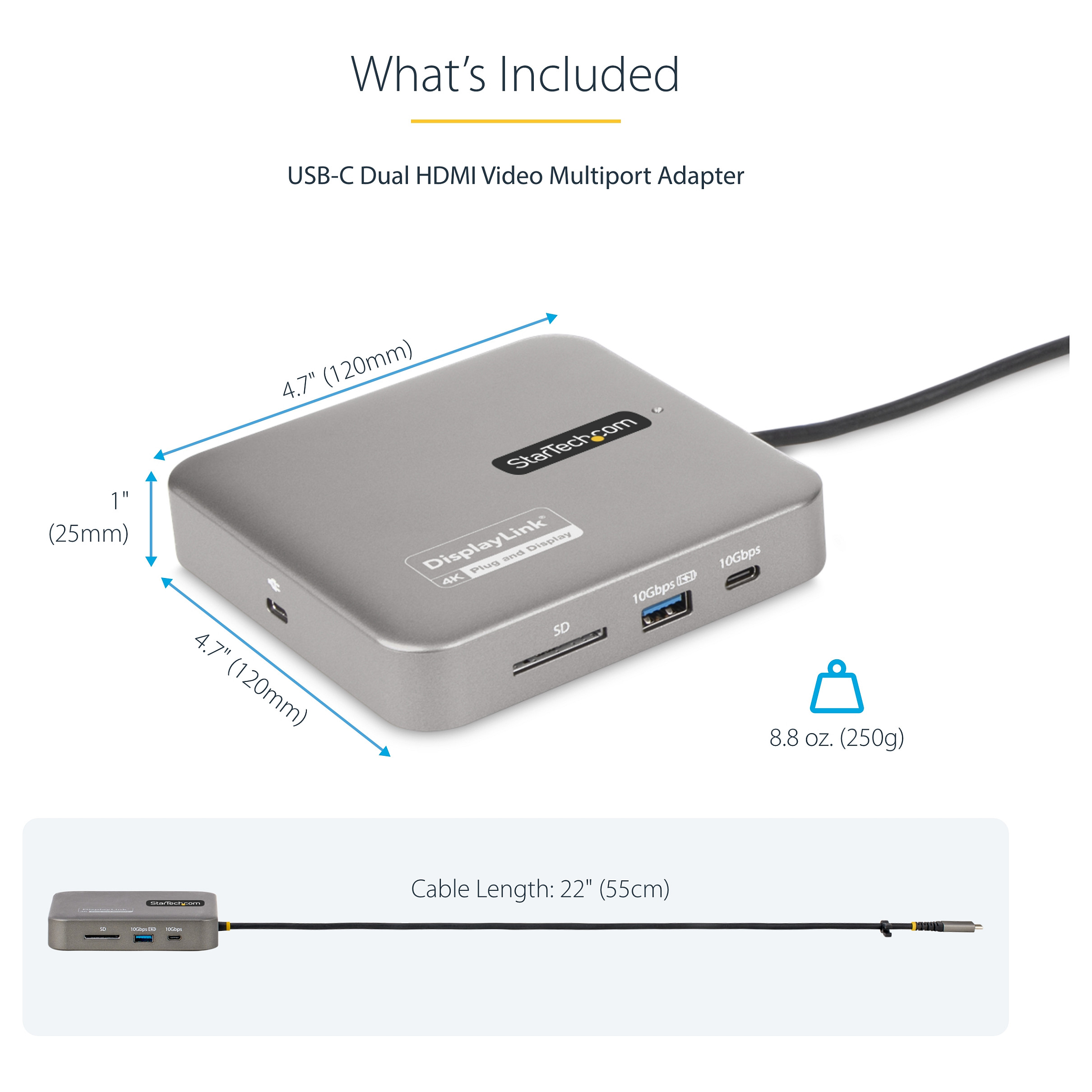 USB-C ADAPTER STARTECH.COM univerzalni (2x hdmi, 2-port usb 3.2 gen 2, sd čitač, gigabit ethernet)-21