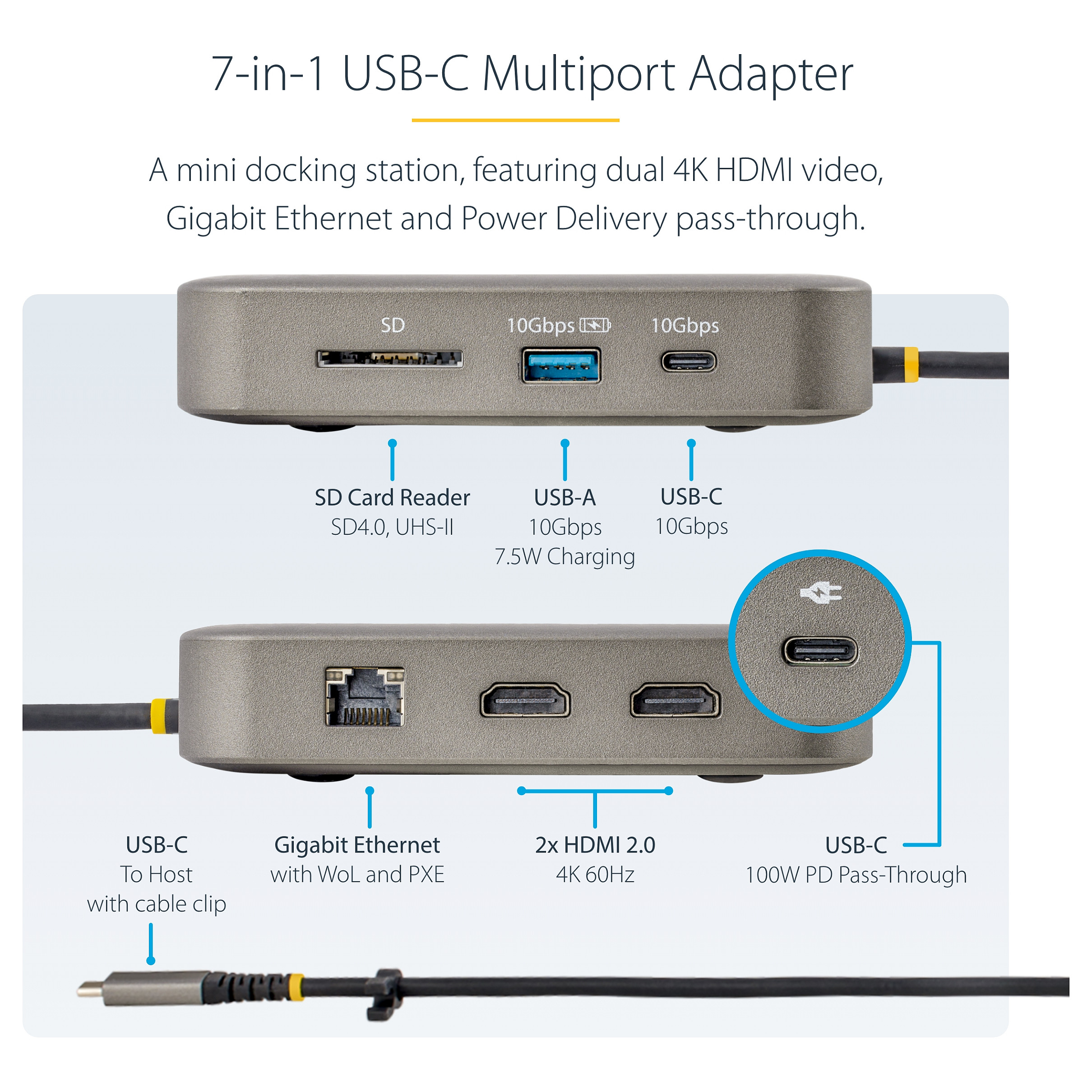 USB-C ADAPTER STARTECH.COM univerzalni (2x hdmi, 2-port usb 3.2 gen 2, sd čitač, gigabit ethernet)-25