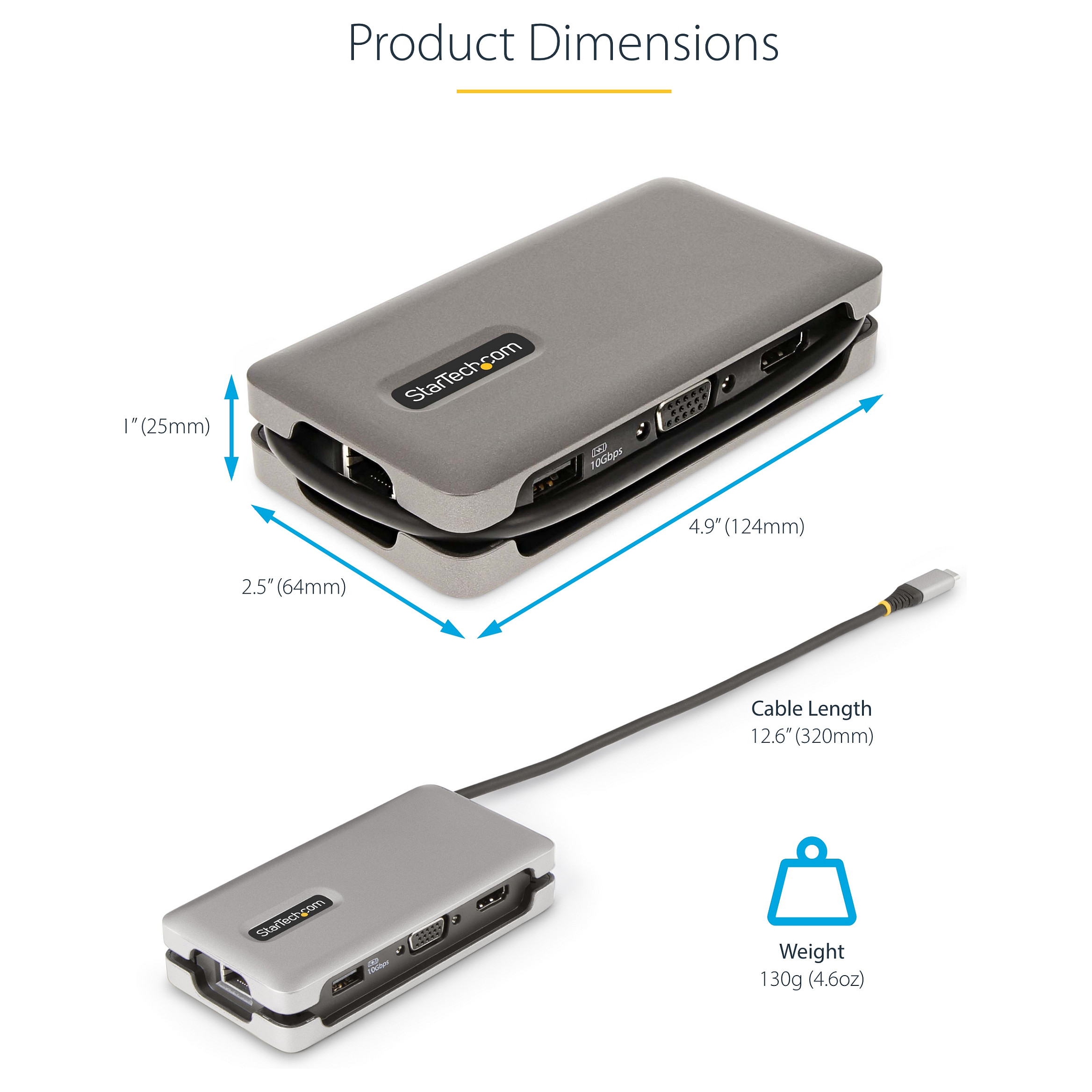 USB-C Multiport Adapter STARTECH.COM 102B-USBC-MULTIPORT (4K 60Hz HDMI/VGA, 100W PD, 3-portni USB Hub, GbE)-27