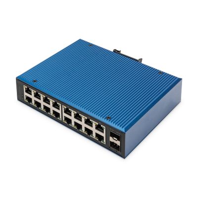Industrijski mrežni switch DIGITUS DN-651141 (18-portni, 16x Gigabit RJ45, 2x SFP, Unmanaged, IP40)-0