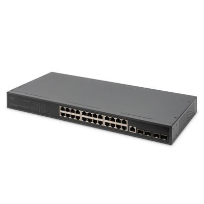 Preklopnik DIGITUS (19", 29 porta, 24 RJ45 porta 10/100/1000, 4x 10G SFP+, 1x Uplink)