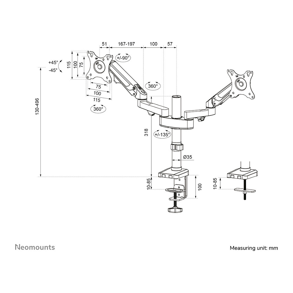Dvostruki nosač monitora za stol NEOMOUNTS DS70-750BL2 crna-39