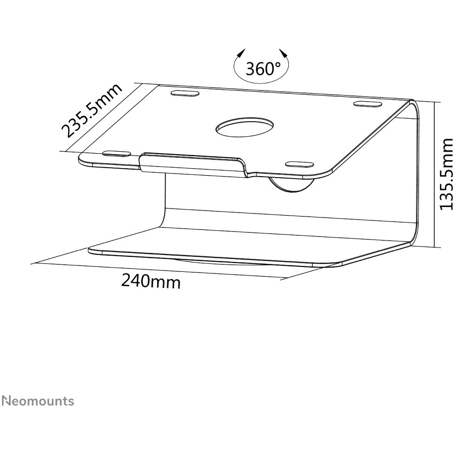 Stalak za laptop NEOMOUNTS NSLS050 (za 10-17", rotacija 360°, brušeni aluminij, srebrni)-12