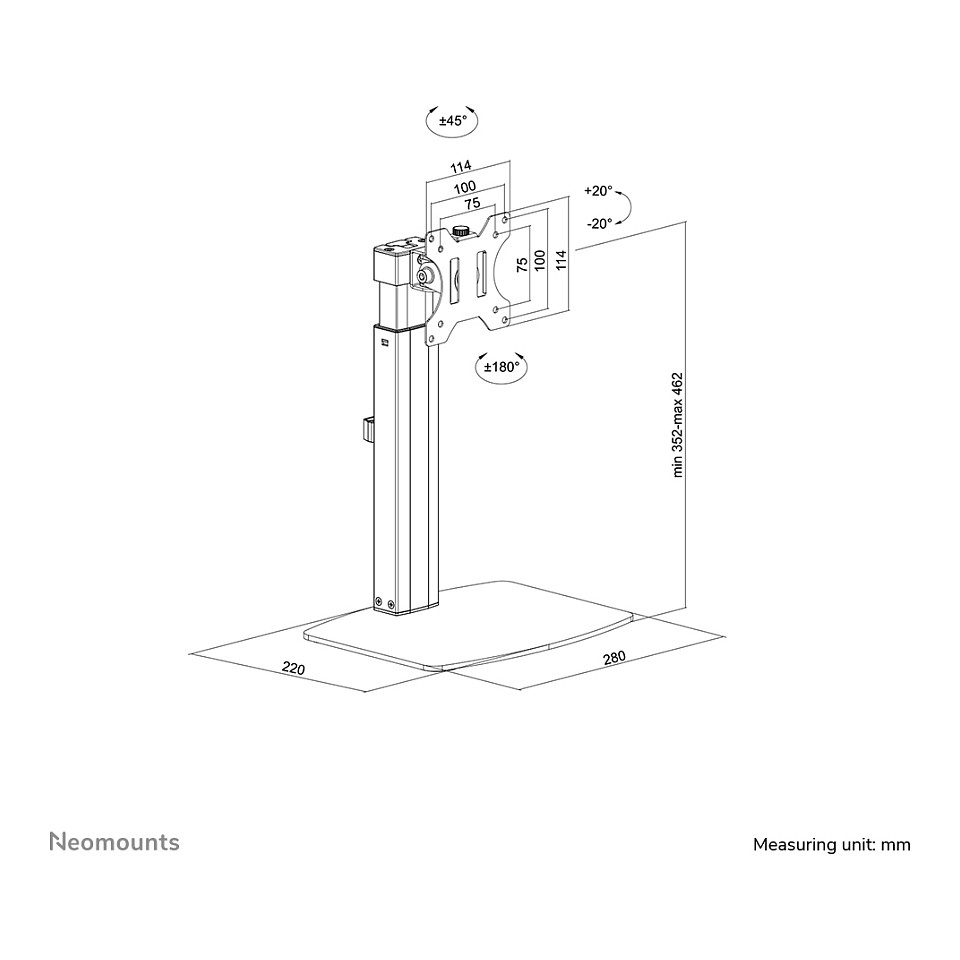 Nosač za monitor stolni NEOMOUNTS FPMA-D865 (do 32", do 7 kg, nagib 40°, zakret 90°, rotacije 360°)-21