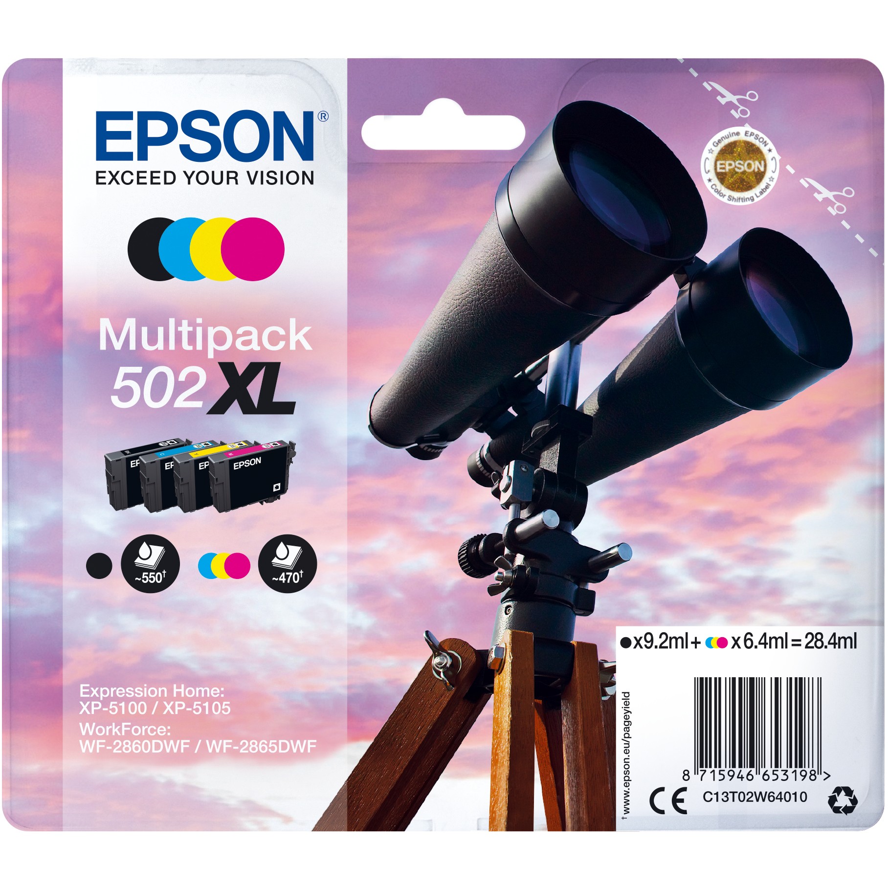 Višestruki paket tinte EPSON 502XL (4 komada, XL, original) crna boja, žuta boja, cijan, magenta-3