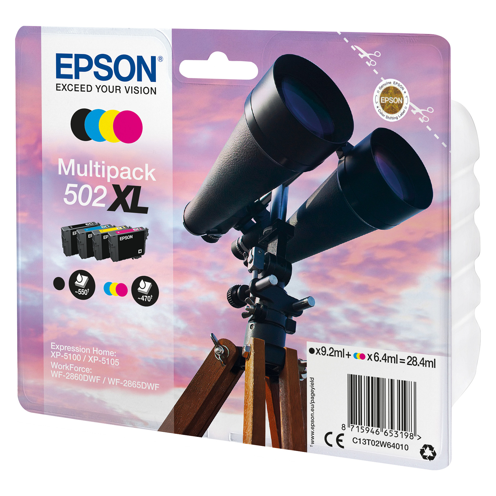 Višestruki paket tinte EPSON 502XL (4 komada, XL, original) crna boja, žuta boja, cijan, magenta-4