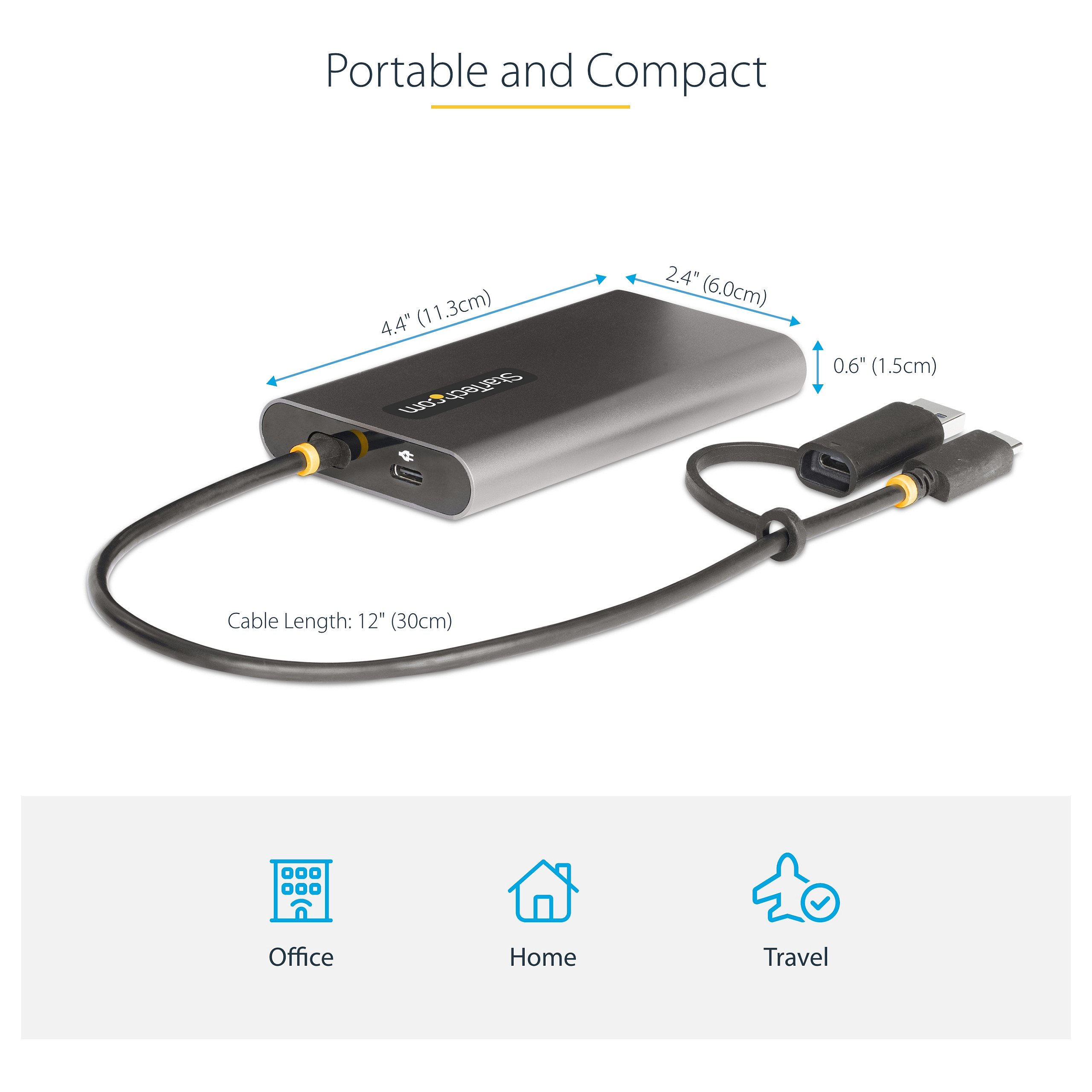 USB-C na Dual HDMI adapter STARTECH.COM 132-USBC-HDMI-ADPT (2x 4K 60Hz, 100W PD, USB-A kompatibilan)-9