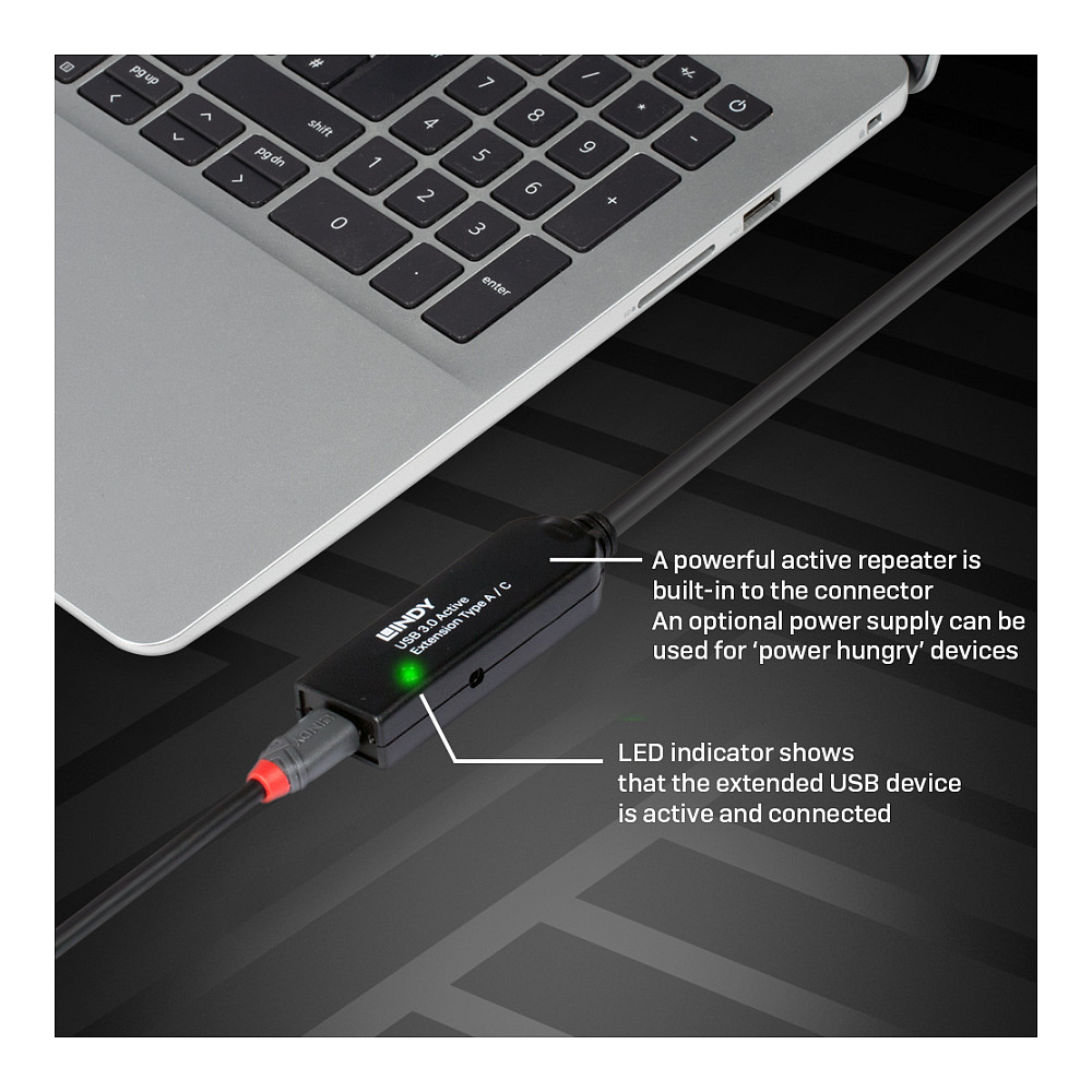Aktivni produžni kabel LINDY USB 3.2 Gen 1 20m (USB-A na USB-C)-8