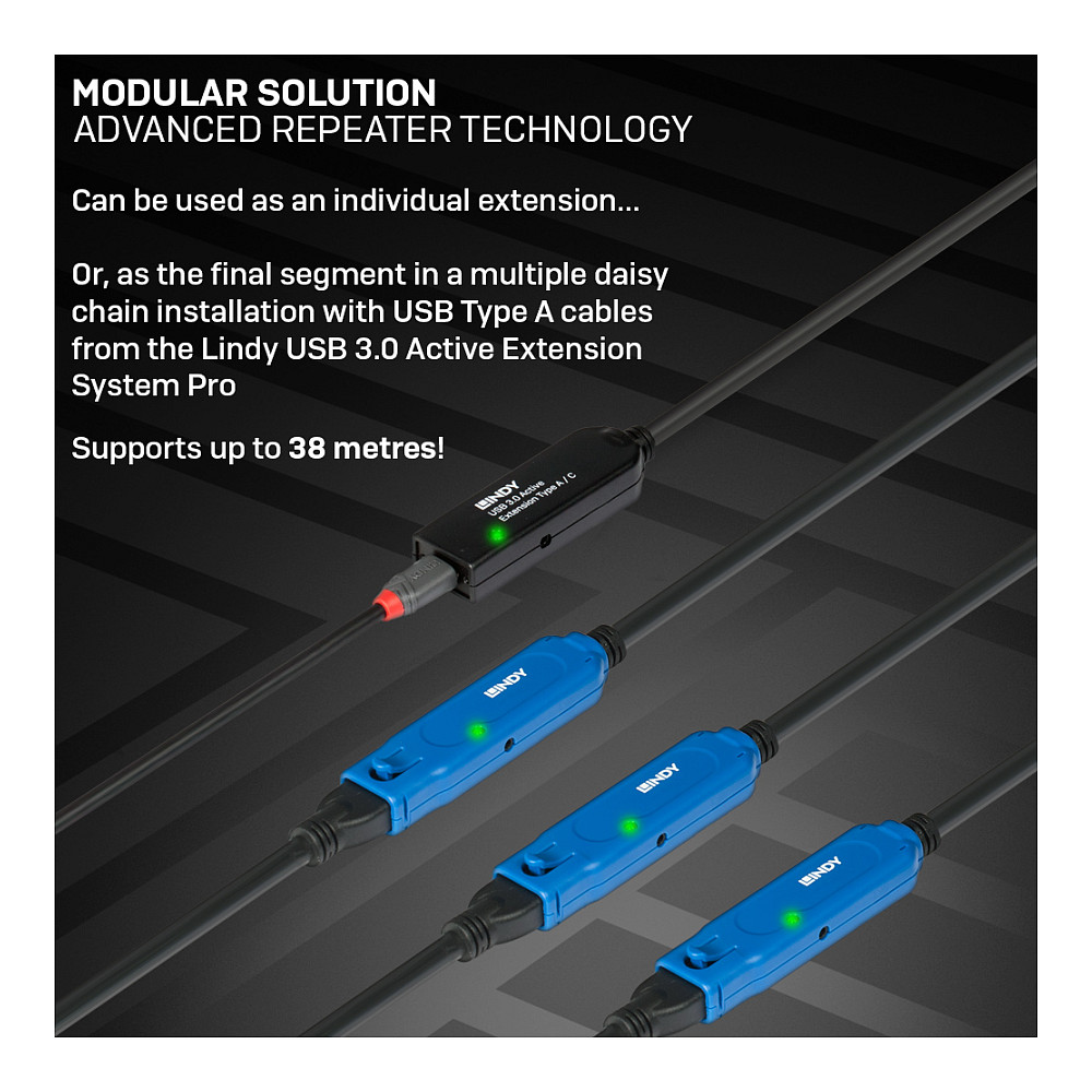 Aktivni produžni kabel LINDY USB 3.2 Gen 1 20m (USB-A na USB-C)-9