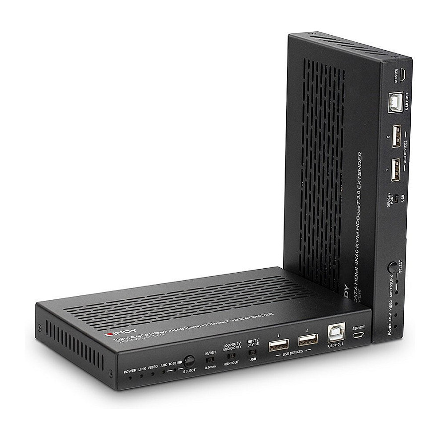 HDMI KVM Extender LINDY 100m HDBaseT 3.0, 4K@60Hz, USB 2.0, RS-232, PoC-6