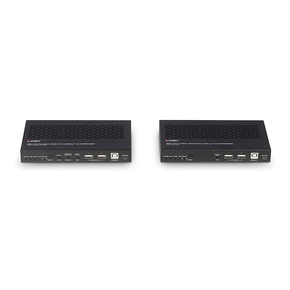 HDMI KVM Extender LINDY 100m HDBaseT 3.0, 4K@60Hz, USB 2.0, RS-232, PoC-8