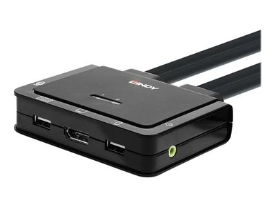 Kvm / audio prekidač LINDY 2 Port DisplayPort 1.2, USB 2.0 & Audio Cable KVM Switch (2 porta)-1