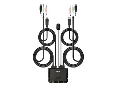 Kvm / audio prekidač LINDY 2 Port DisplayPort 1.2, USB 2.0 & Audio Cable KVM Switch (2 porta)-0