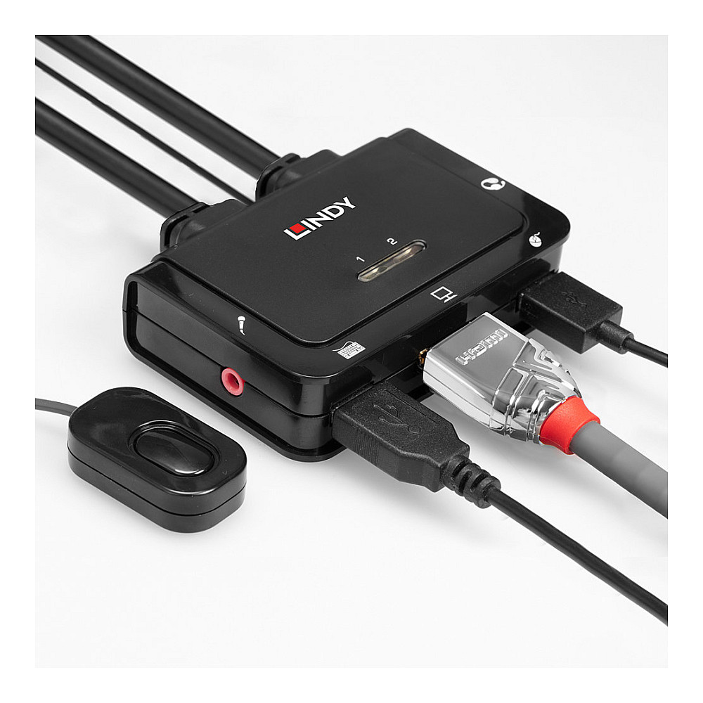 KVM preklopnik LINDY 2-portni, HDMI 2.0, USB 2.0 & Audio-8