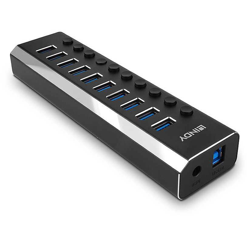 USB hub LINDY USB 3.0 (10-portni, s ON/OFF tipkom)-3