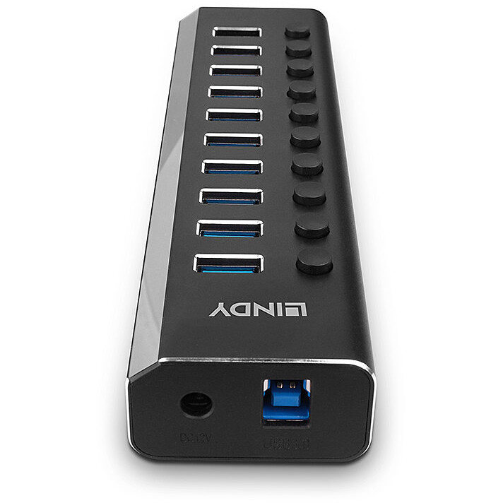 USB hub LINDY USB 3.0 (10-portni, s ON/OFF tipkom)-4