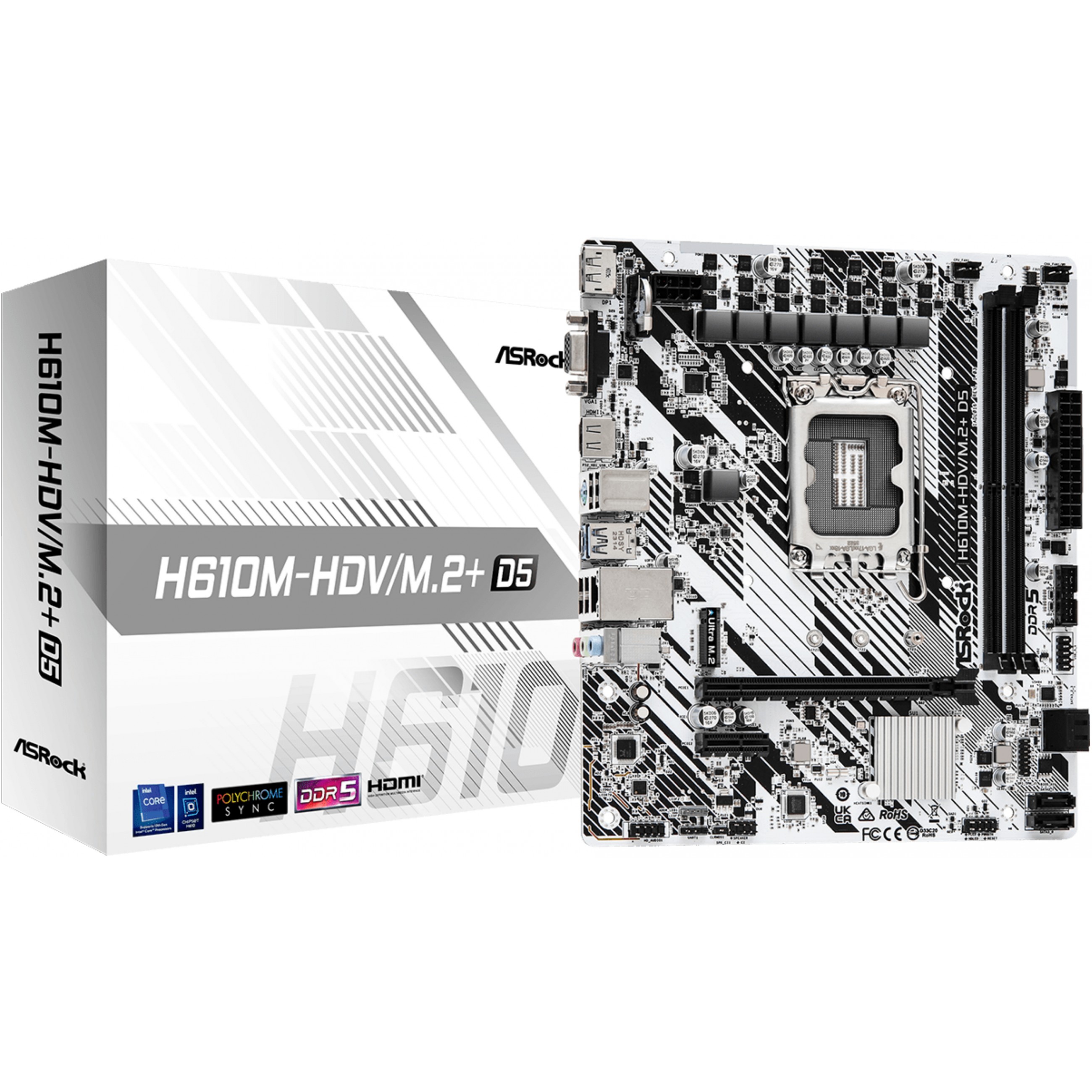 Matična ploča ASRock H610M-HDV/M.2+ D5 (Intel H610, LGA1700, DDR5, Micro-ATX)-1