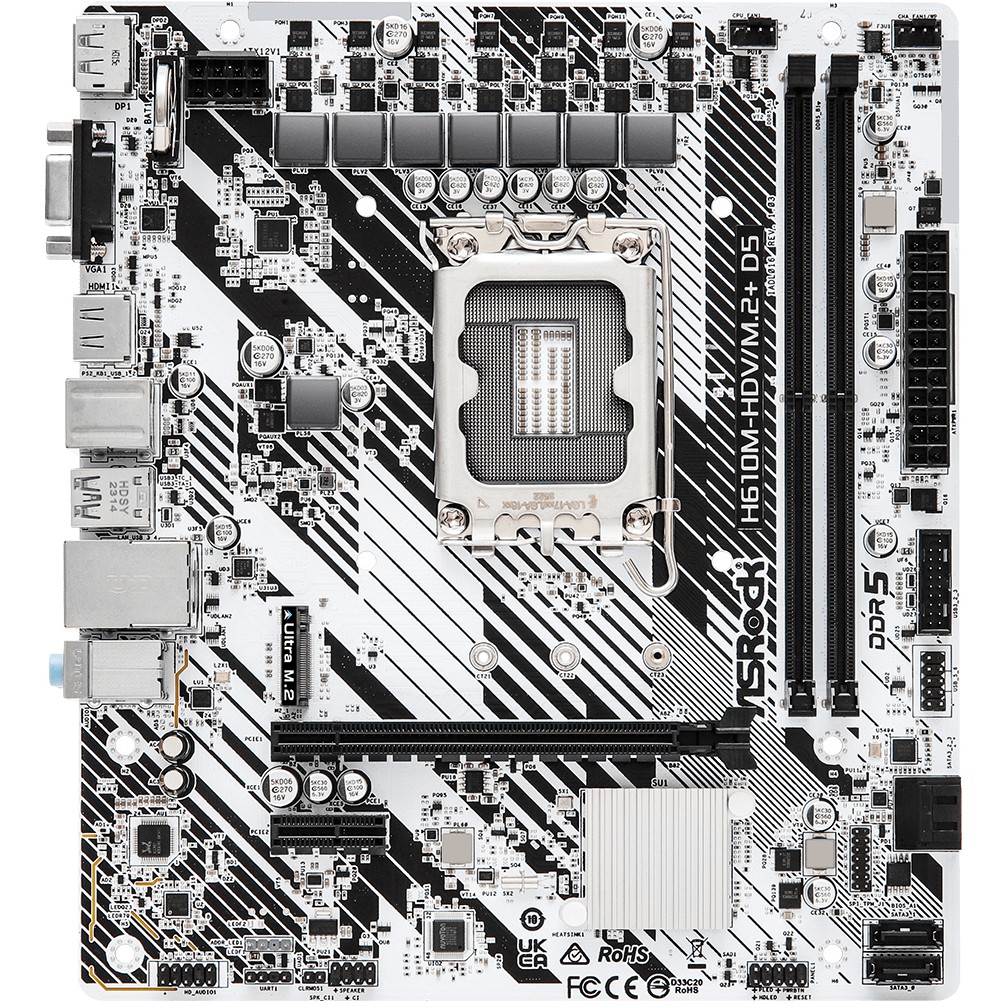 Matična ploča ASRock H610M-HDV/M.2+ D5 (Intel H610, LGA1700, DDR5, Micro-ATX)-2