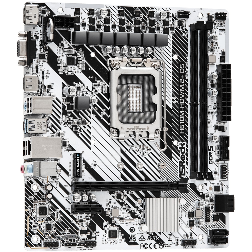Matična ploča ASRock H610M-HDV/M.2+ D5 (Intel H610, LGA1700, DDR5, Micro-ATX)-4