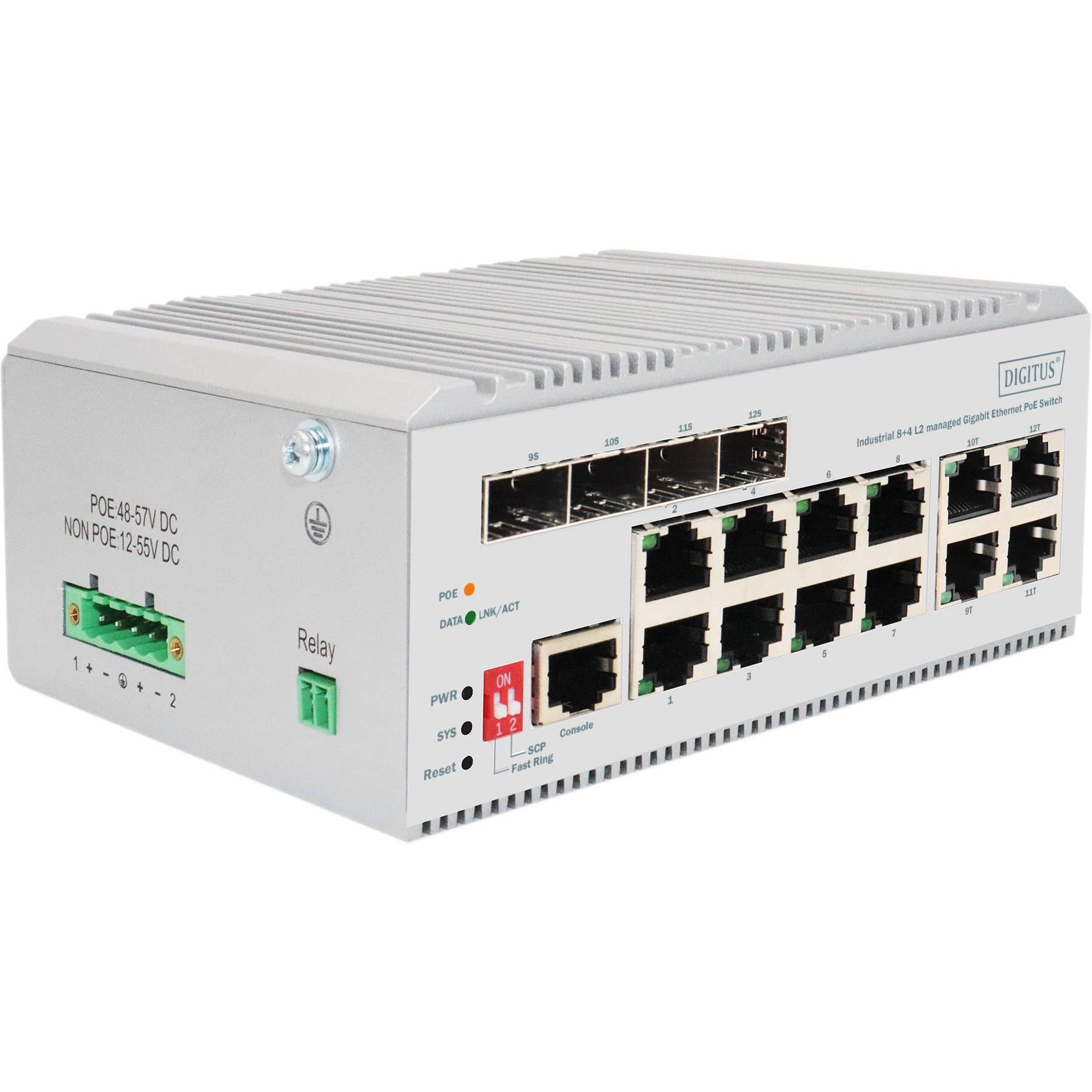 Switch DIGITUS Gigabit Ethernet PoE 8+4 (industrijski)-2