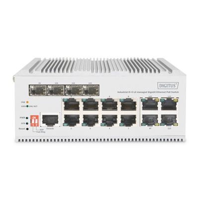 Switch DIGITUS Gigabit Ethernet PoE 8+4 (industrijski)-0