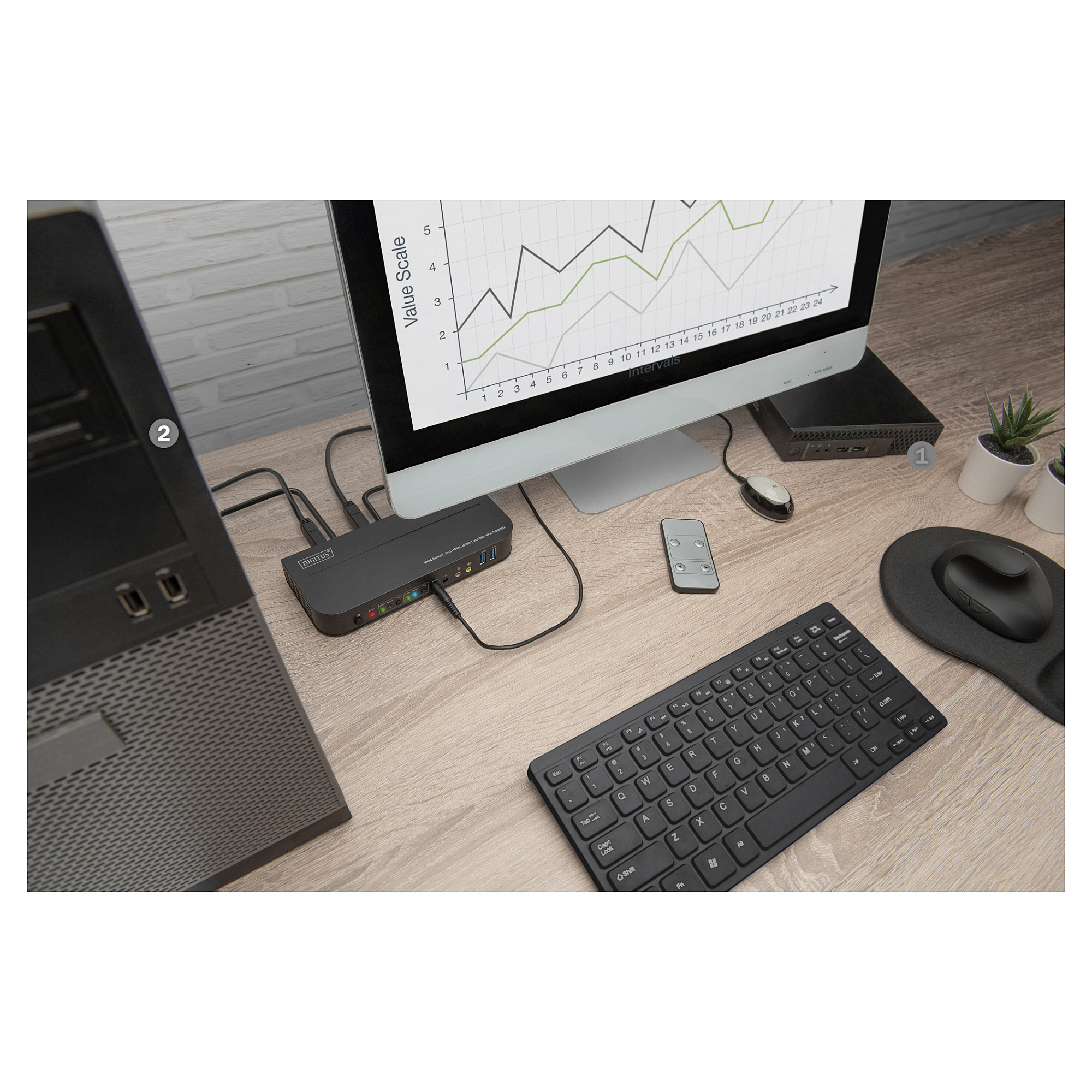 KVM Switch DIGITUS (4k 60hz, hdmi, usb 3.0, hdr)-4