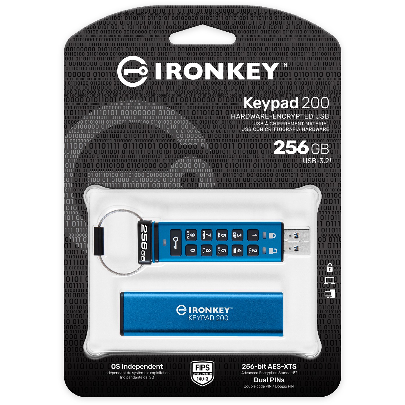 USB flash drive KINGSTON IronKey Keypad 200C 256GB Encrypted-3