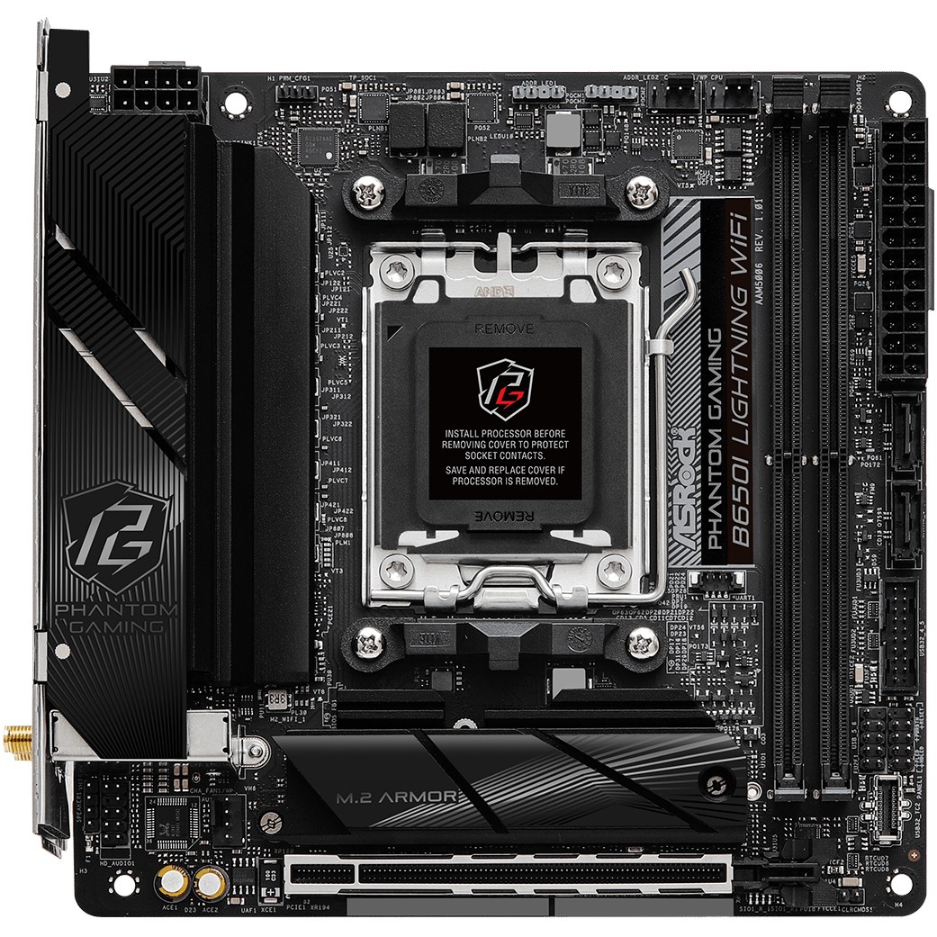 Matična ploča ASROCK Phantom Gaming B650I Lightning WiFi (mini ITX, Socket AM5, AMD B650, DDR5 SDRAM, PCIe 5.0, Wi-Fi 6E)-2