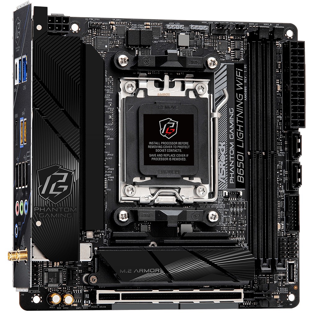 Matična ploča ASROCK Phantom Gaming B650I Lightning WiFi (mini ITX, Socket AM5, AMD B650, DDR5 SDRAM, PCIe 5.0, Wi-Fi 6E)-5