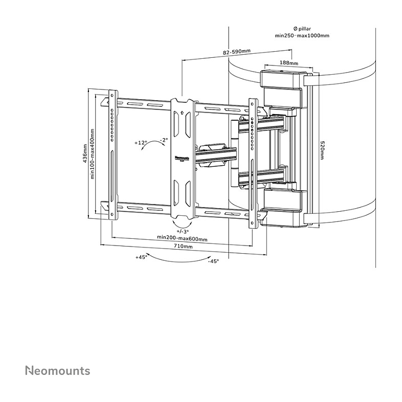 Nosač za TV NEOMOUNTS WL40S-910BL16 (zglobni, za ekrane do 70", nosivost 45 kg, VESA do 600x400, crni)-21