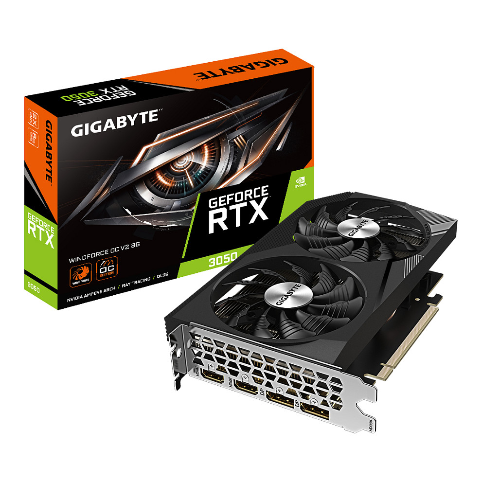 Grafička kartica GIGABYTE GeForce RTX 3050 WINDFORCE OC V2 (8 GB GDDR6, 14000 MHz, HDMI, DisplayPort, DVI-D)-0