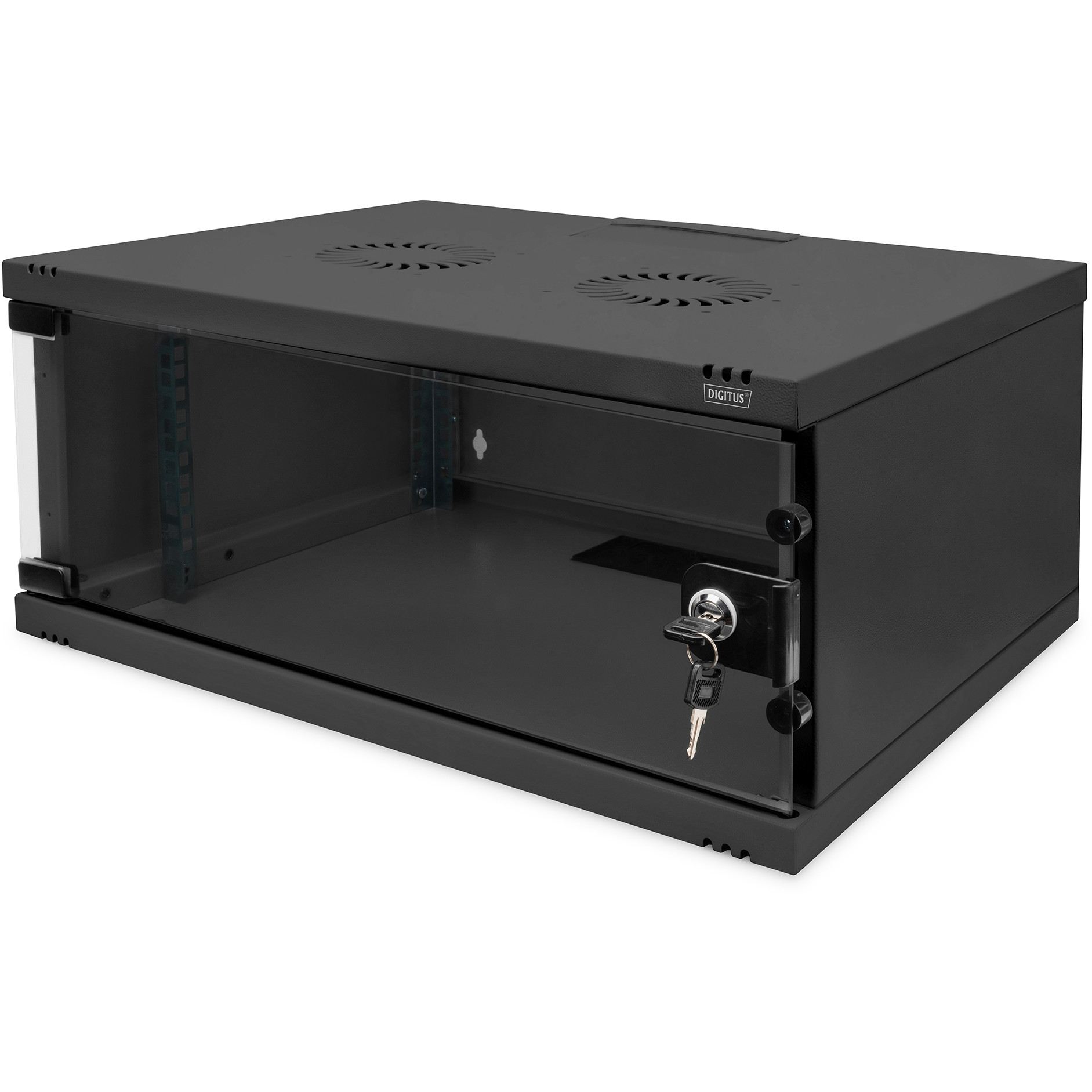 Ormar Digitus SoHo Series - 540 x 400 mm (ŠxD), nesastavljen - 4U (čelična konstrukcija, staklena vrata, otvor za kabele, montažni set)-2