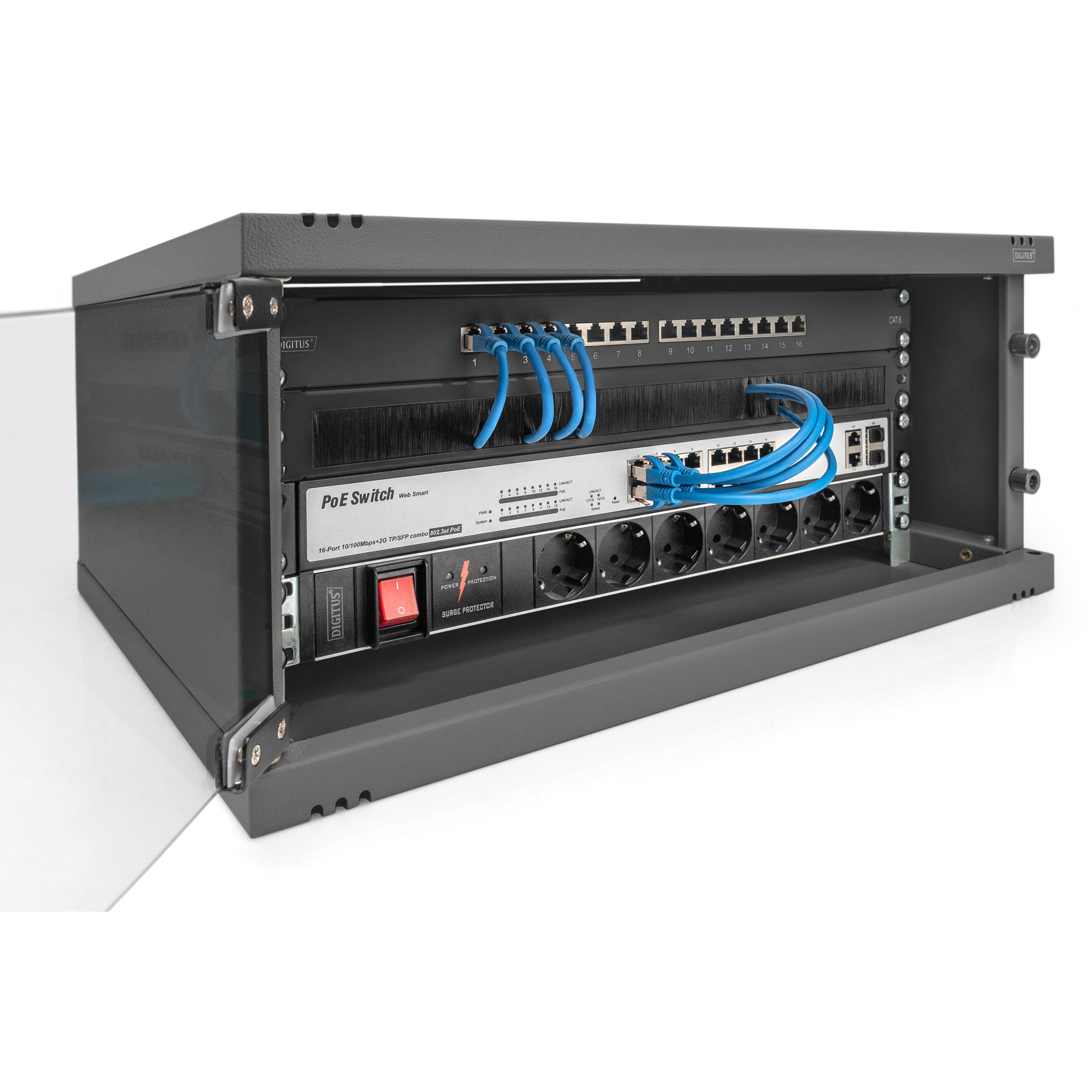 Ormar Digitus SoHo Series - 540 x 400 mm (ŠxD), nesastavljen - 4U (čelična konstrukcija, staklena vrata, otvor za kabele, montažni set)-11