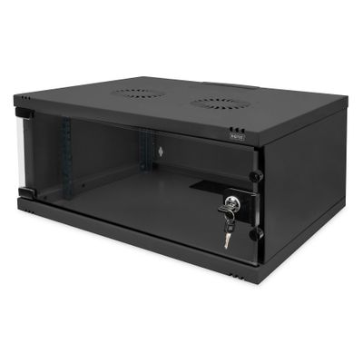 Ormar Digitus SoHo Series - 540 x 400 mm (ŠxD), nesastavljen - 4U (čelična konstrukcija, staklena vrata, otvor za kabele, montažni set)-0