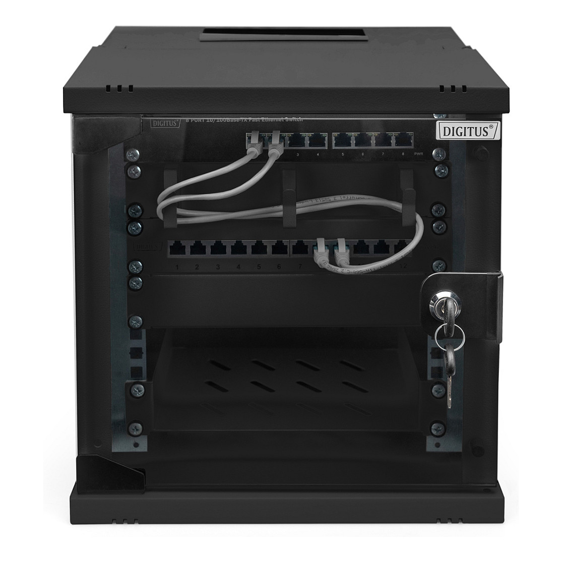 Rack DIGITUS SOHO PRO Series - 6U (čelična konstrukcija, staklena vrata, nosivost do 60 kg, zidna montaža, ventilacijski sustav)-4
