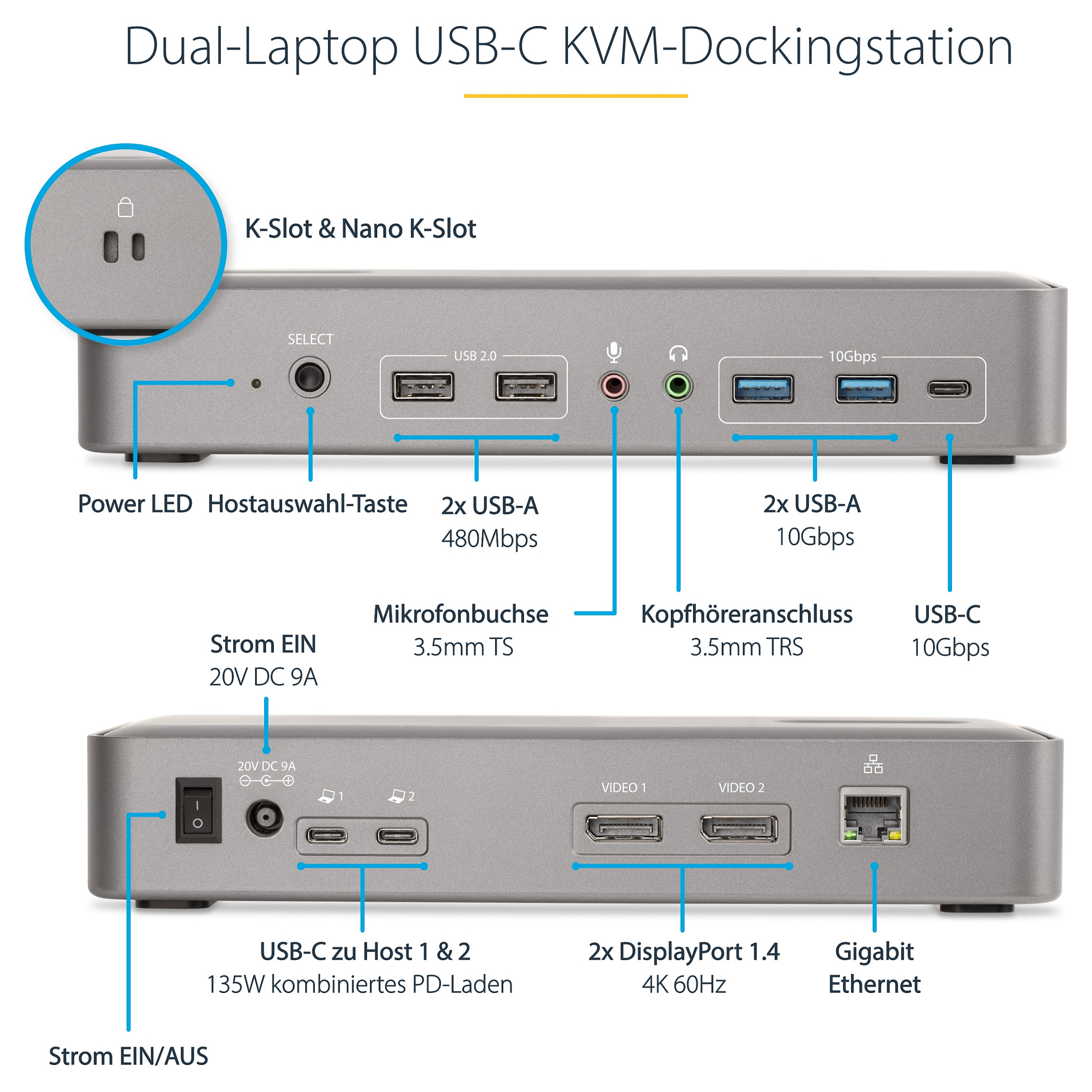 KVM DOCKING STATION STARTECH.COM Dual-Laptop USB-C-18