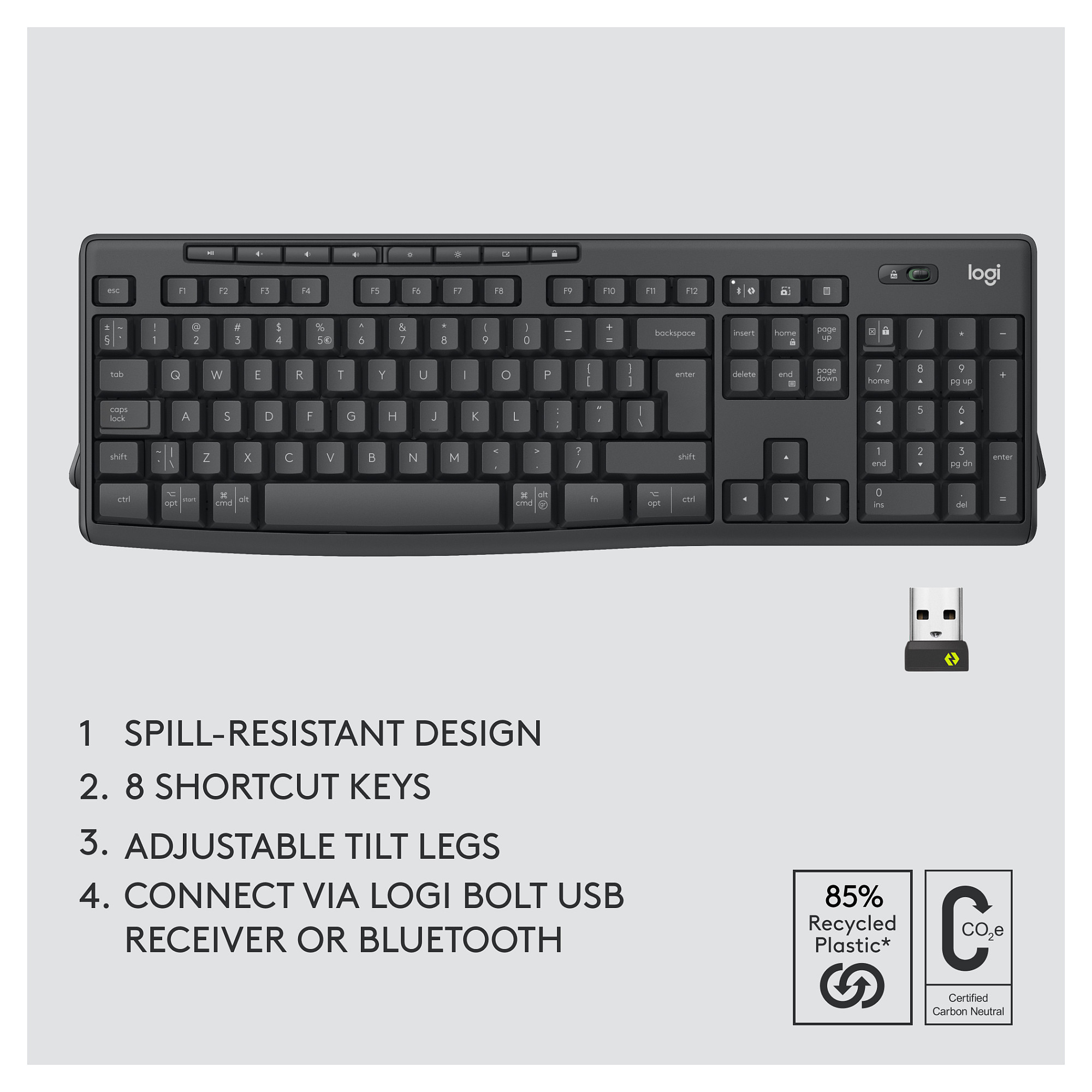 Set tipkovnice i miša LOGITECH MK370 Combo for Business crna boja-9