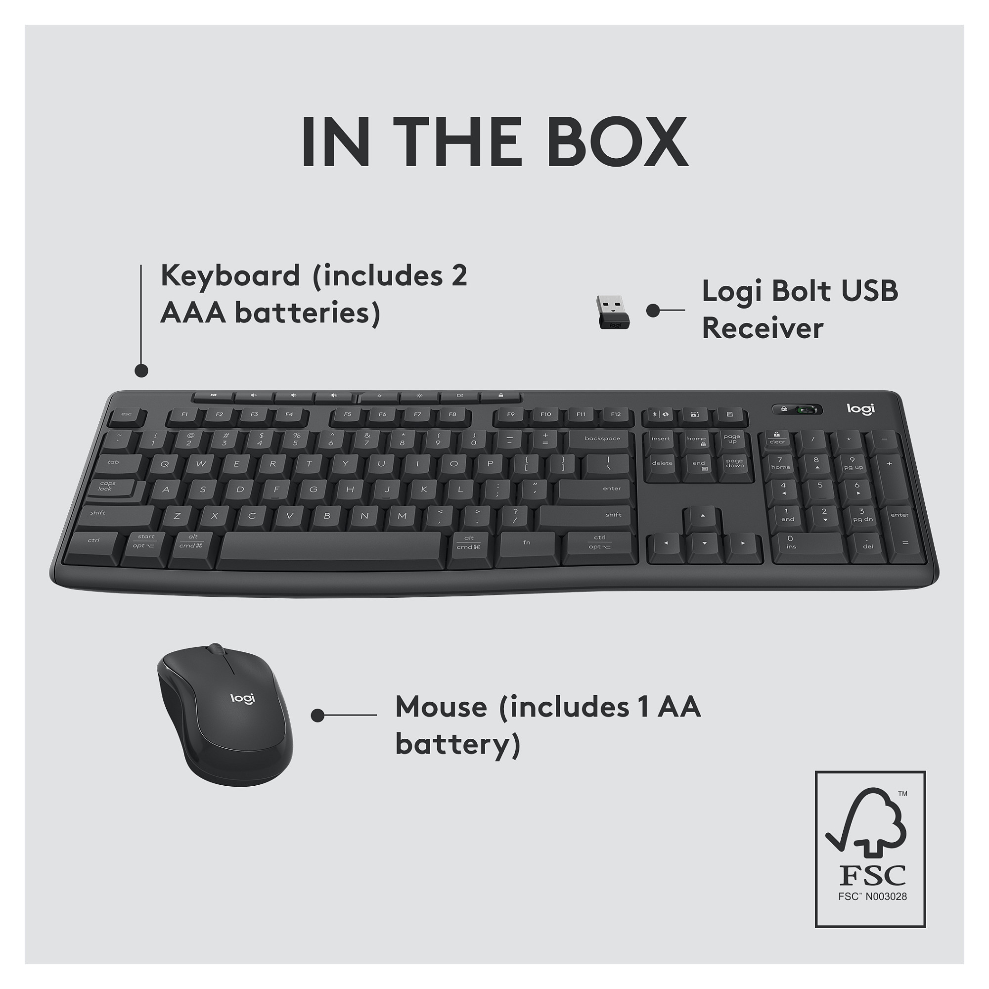 Set tipkovnice i miša LOGITECH MK370 Combo for Business crna boja-13