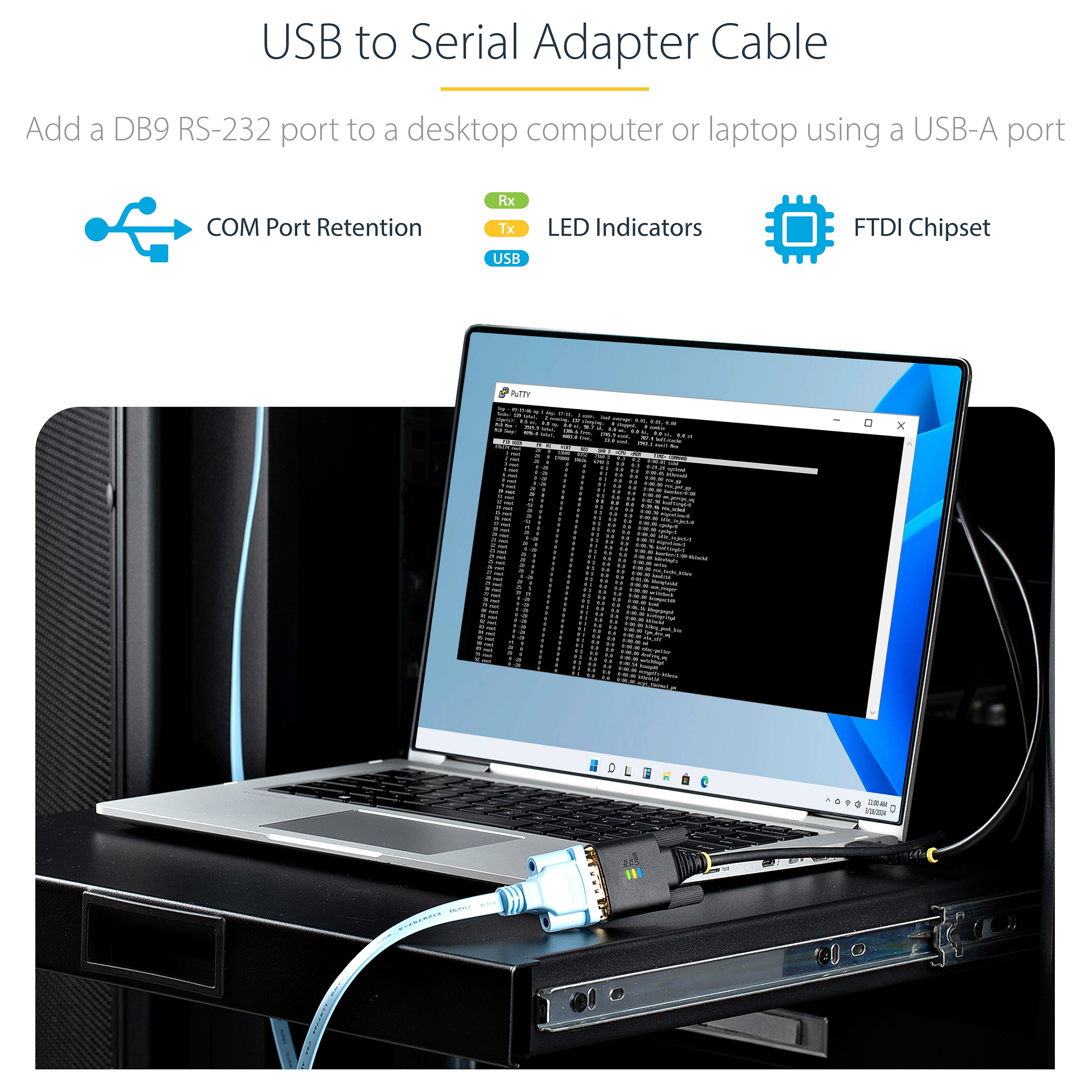 Kabel STARTECH USB TO SERIAL 3M (usb-a, rs-232)-22