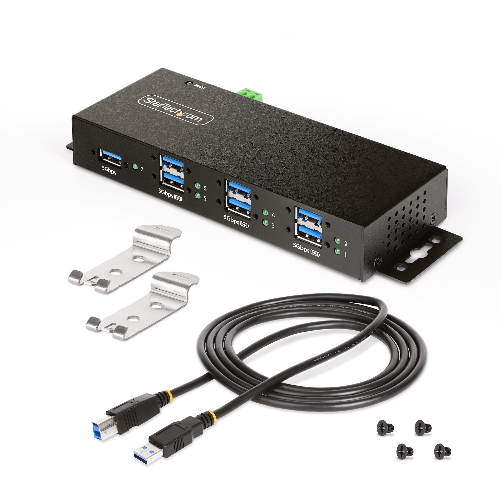 USB Hub STARTECH 7-Port Industrial Housing (USB 3.0/3.1/3.2 Gen 1 5 Gbps, 7 USB-A portova, metalno kućište, ESD & Surge Protection)-8