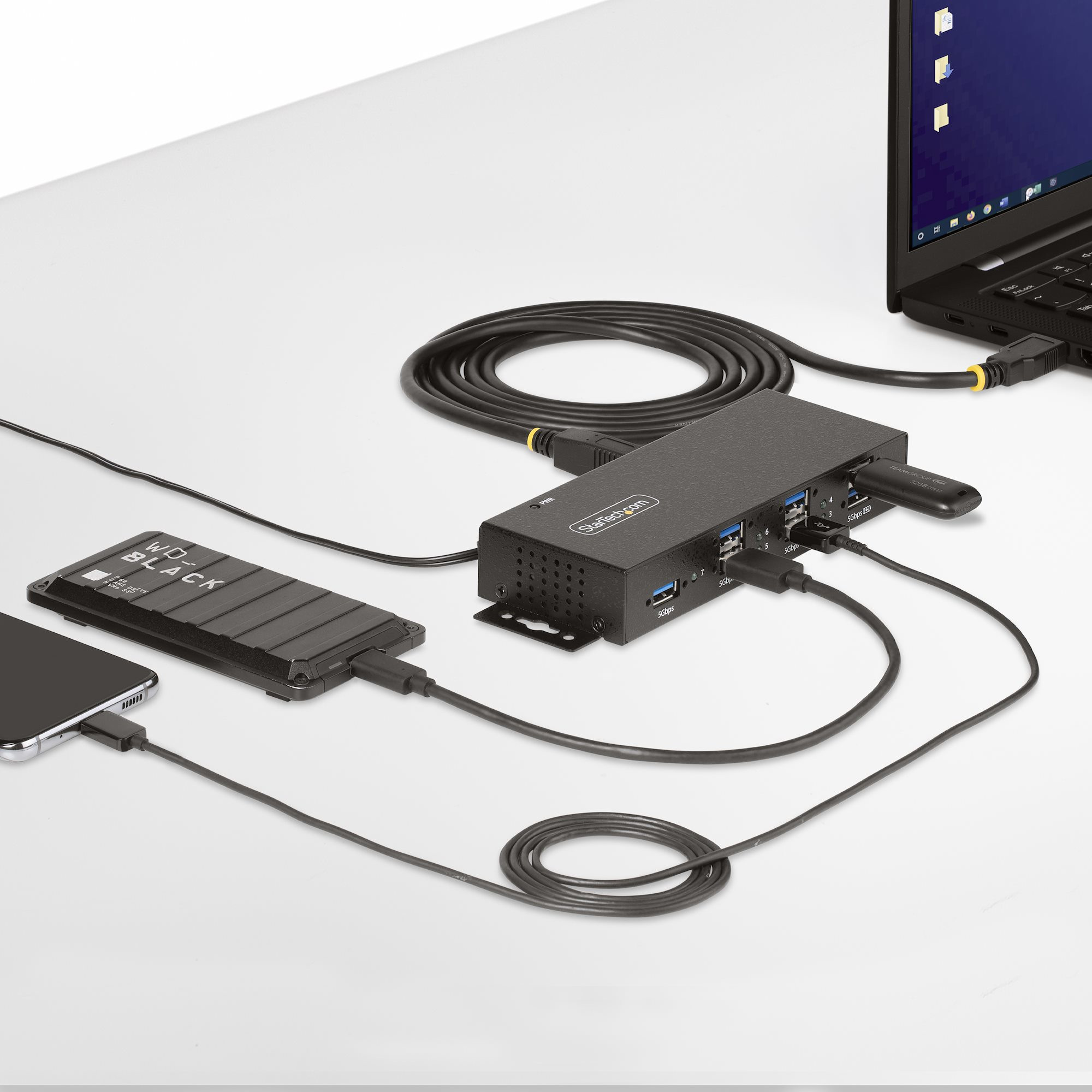 USB Hub STARTECH 7-Port Industrial Housing (USB 3.0/3.1/3.2 Gen 1 5 Gbps, 7 USB-A portova, metalno kućište, ESD & Surge Protection)-13