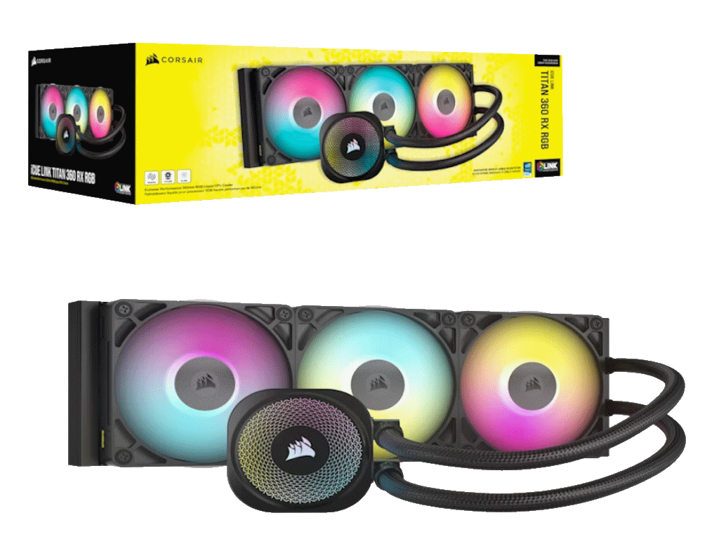 Tekući hladnjak za procesor CORSAIR iCUE LINK TITAN RX RGB 360 (360 mm, RGB, Intel/AMD, crni)-8