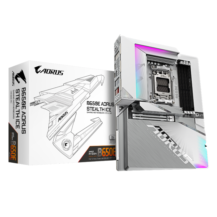 Matična ploča GIGABYTE AORUS B650E STEALTH ICE (Socket AM5, AMD B650, DDR5 SDRAM do 8000 MHz, USB-C 3.2 Gen 2x2/DisplayPort, 2.5 Gigabit Ethernet, Bluetooth 5.4, Wi-Fi 7)-6
