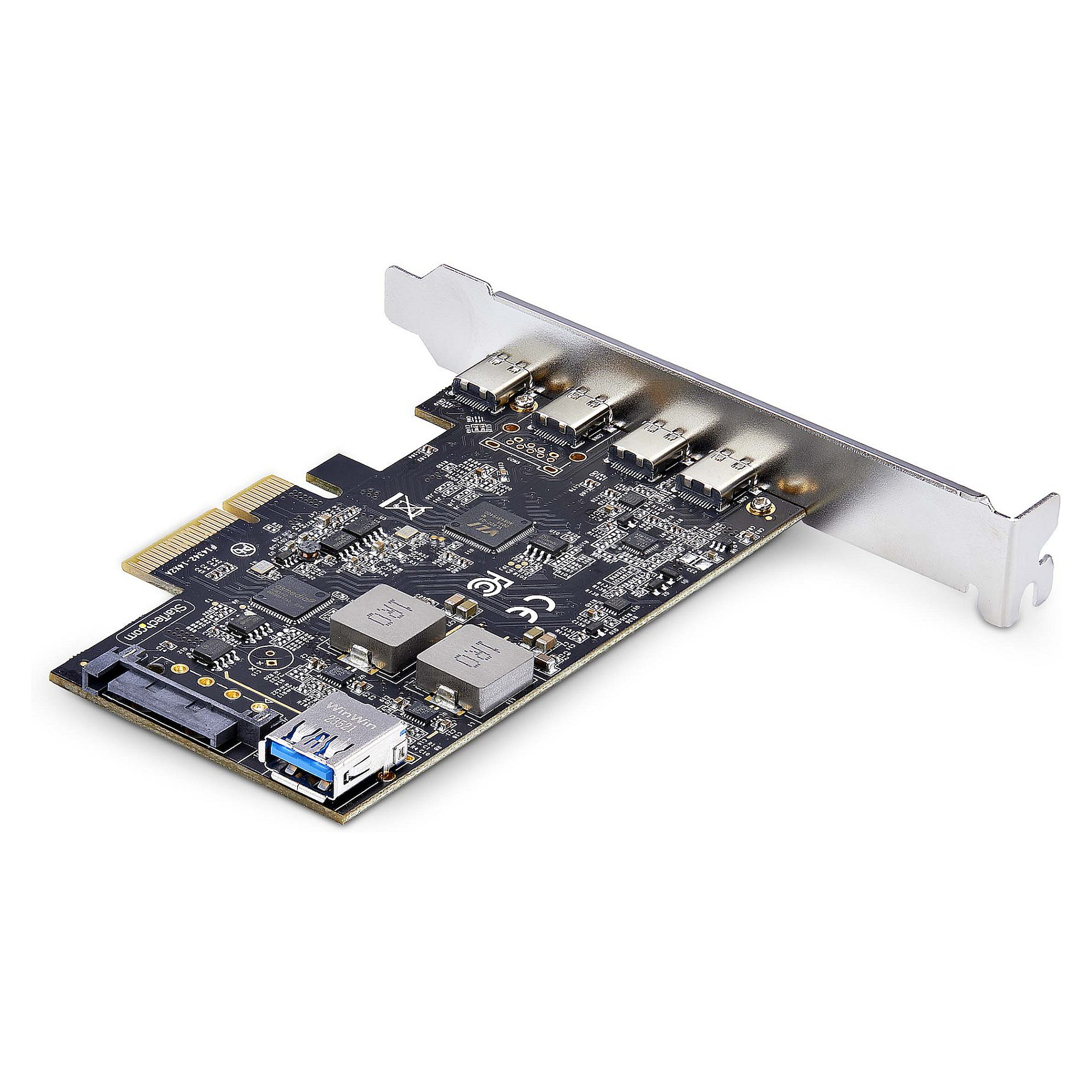 StarTech.com 5-Port USB PCIe Card, USB 3.2 10Gbps, PCI Express Card with 4x USB-C Ports, 1x USB-A Internal Port, USB PCIe Controller Card, Windows/macOS/Linux - USB adapter - PCIe 3.0 x4 - USB-C 3.2 Gen 1 x 4 + USB 3.2 Gen 1 x 1-6