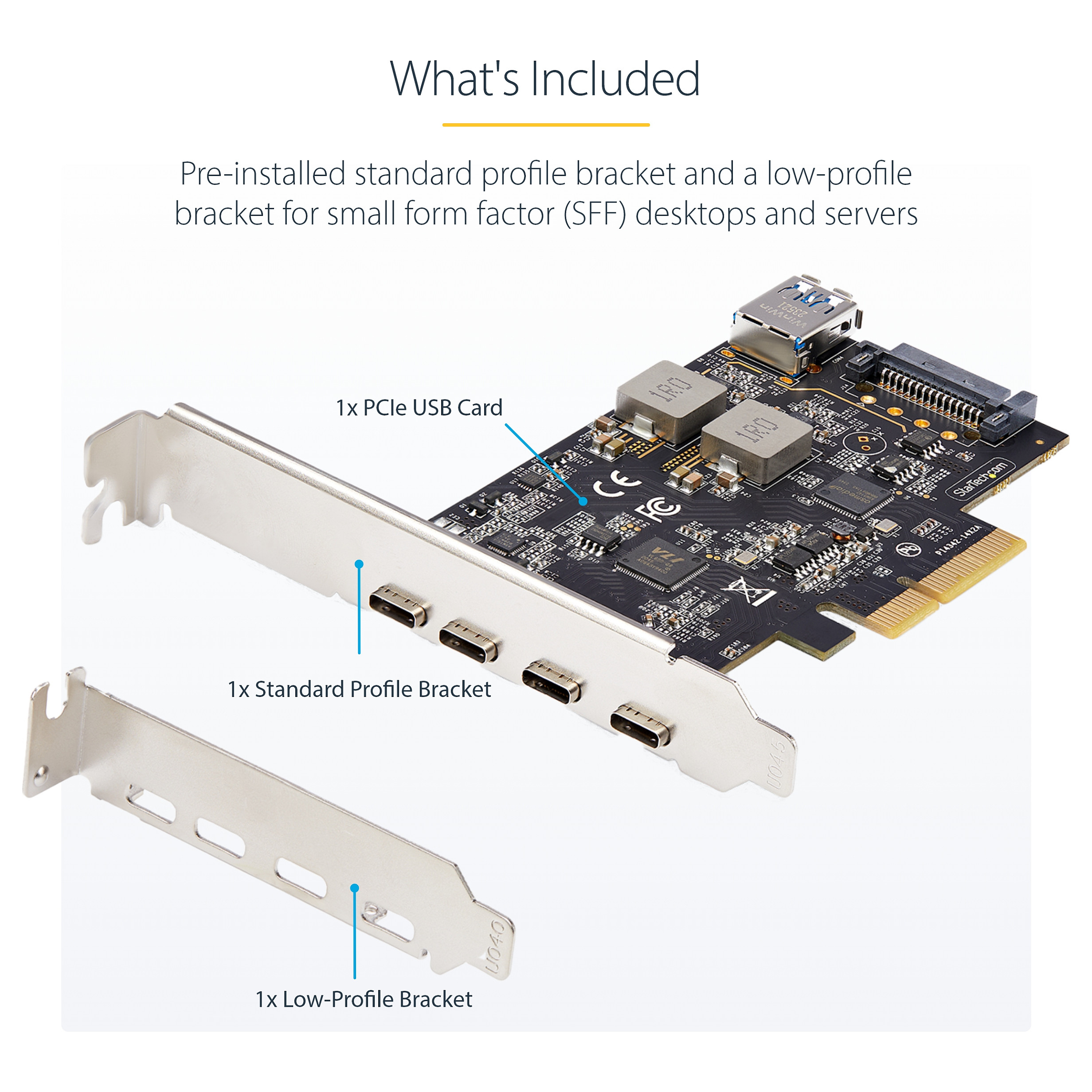 StarTech.com 5-Port USB PCIe Card, USB 3.2 10Gbps, PCI Express Card with 4x USB-C Ports, 1x USB-A Internal Port, USB PCIe Controller Card, Windows/macOS/Linux - USB adapter - PCIe 3.0 x4 - USB-C 3.2 Gen 1 x 4 + USB 3.2 Gen 1 x 1-17