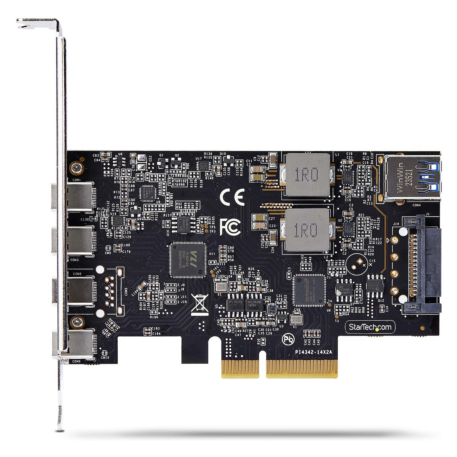 StarTech.com 5-Port USB PCIe Card, USB 3.2 10Gbps, PCI Express Card with 4x USB-C Ports, 1x USB-A Internal Port, USB PCIe Controller Card, Windows/macOS/Linux - USB adapter - PCIe 3.0 x4 - USB-C 3.2 Gen 1 x 4 + USB 3.2 Gen 1 x 1-9