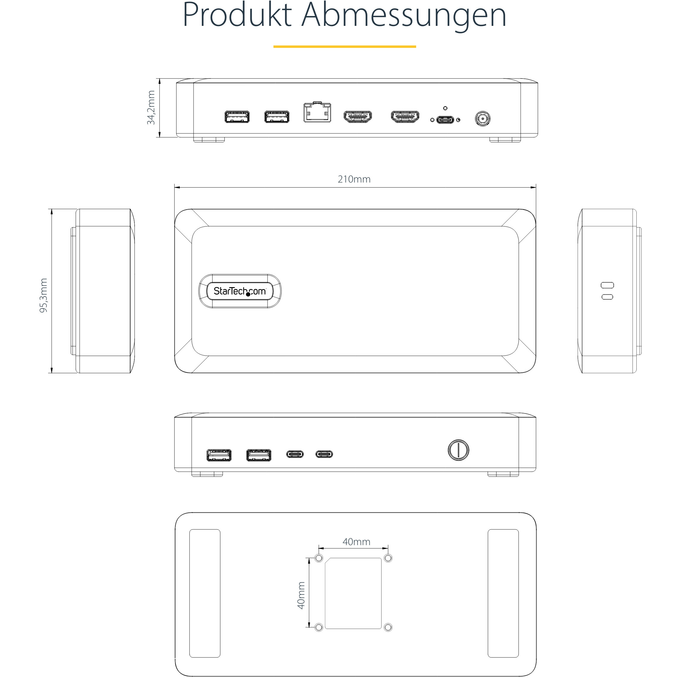 Docking station STARTECH.COM USB4 DOCKING STATION (USB-C 40 Gbps, dual video HDMI, 2x 4K 60 Hz, 6x USB, 2.5 Gigabit Ethernet, 100 W power delivery)-15